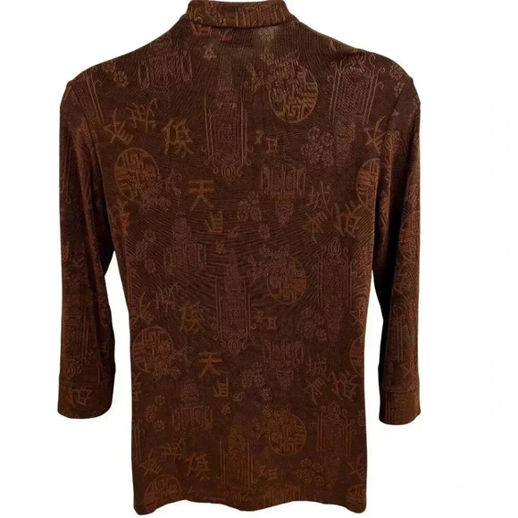 Chicos Travelers Large Mandarin Collar Shirt Vacation Gypsy Boho Thanksgiving - Picture 5 of 14